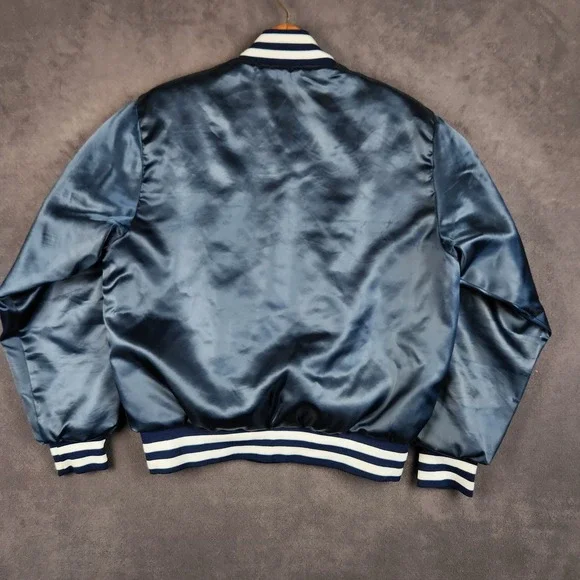 Vintage US Navy Swingster Satin Bomber Jacket Mens Medium Quilt Lined Snap Front